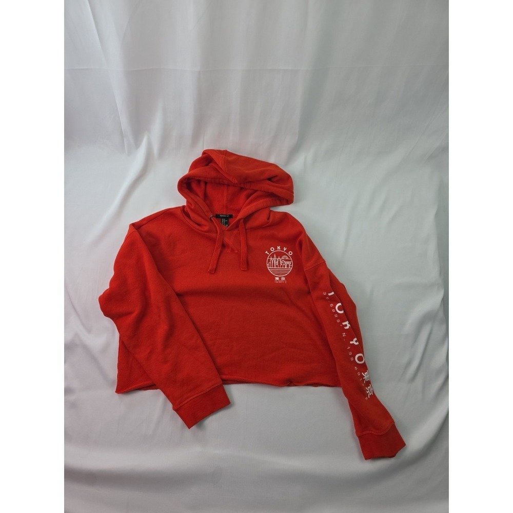 Forever 21 Tokyo Cropped Hoodie Womens Size Medium Orange Soft